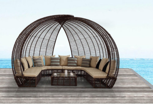 Wholesale rattan outdoor modern practical cover sunbed(YF-BT401)