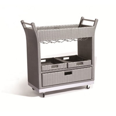 Wholesale Outdoor Garden Multi Function PE Rattan Woven Trolley(YF-HW803)