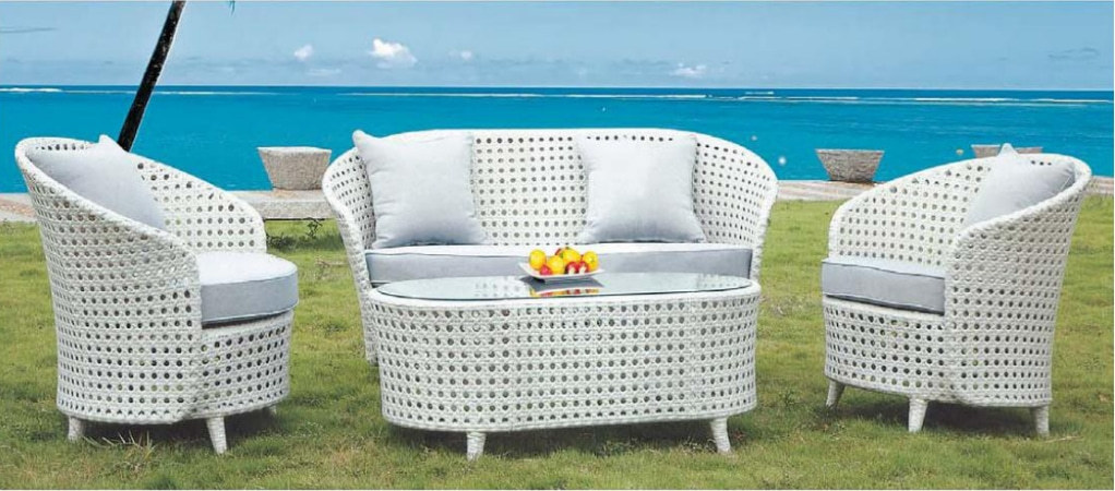 Wholesale Modern White Garden PE Rattan Sofa Set(YF-SF306#)