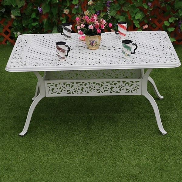 Leisure courtyard creative cast aluminum table | White patio table wholesale (YF-HWT803)