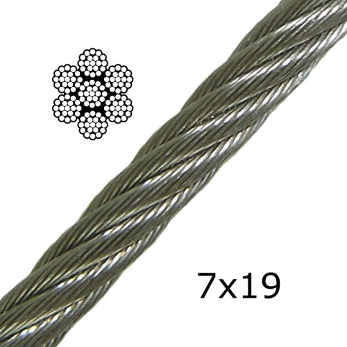 Hot Galvanized 7x19 Wire Rope Aircraft Wire Cable 6mm for Tensile Structure and shade Sail