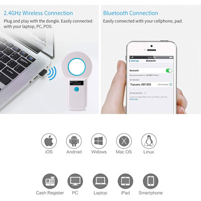 Yanzeo AR180I Pet Microchip Reader, Microchip Registration, Bluetooth 2.4G EMID Fox-B(ISO11784/11785) 134.2KHz/125KHz Animal ID Tag Handheld Scanner Animal Tag Reader
