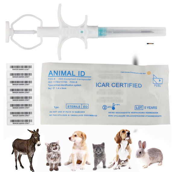 1.4x8mm Universal Pet Microchip 134.2khz Registration Animal Implant Chip FDX-B Pet ID Microchip for The Management and Tracking of Dog Cat Cow Pig Rabbit Pigeon Fish