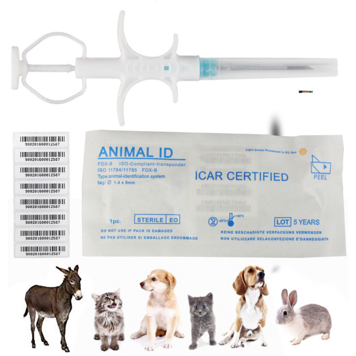 1.4x8mm Universal Pet Microchip 134.2khz Registration Animal Implant Chip FDX-B Pet ID Microchip for The Management and Tracking of Dog Cat Cow Pig Rabbit Pigeon Fish