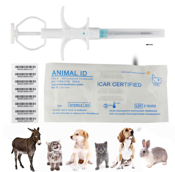 1.25x7mm Universal Pet Microchip 134.2khz Registration Animal Implant Chip FDX-B Pet ID Microchip for The Management and Tracking of Dog Cat Cow Pig Rabbit Pigeon Fish