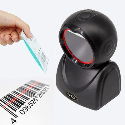 Yanzeo 1D/2D QR Desktop Barcode Scanner Hands-Free Automatic USB Barcode Reader Scanner Wired Image Sensing Barcode Scanner Platform for Supermarket Retail