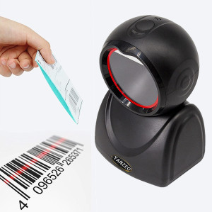 Yanzeo 1D/2D QR Desktop Barcode Scanner Hands-Free Automatic USB Barcode Reader Scanner Wired Image Sensing Barcode Scanner Platform for Supermarket Retail