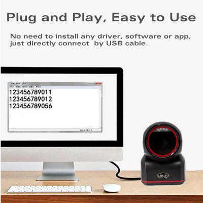 Yanzeo Desktop Barcode Scanner Automatic High Speed 1D/2D QR Platform Scan Omnidirectional Hands-Free Barcode Reader Work for POS PC Supermarket Bookstore Retail Mall