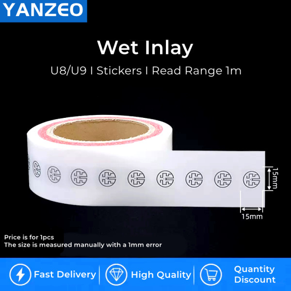 YANZEO UHF RFID 15*15MM Wet Inlay Tag U8/U9 Chips for Inventory, Logistics,Assets Management