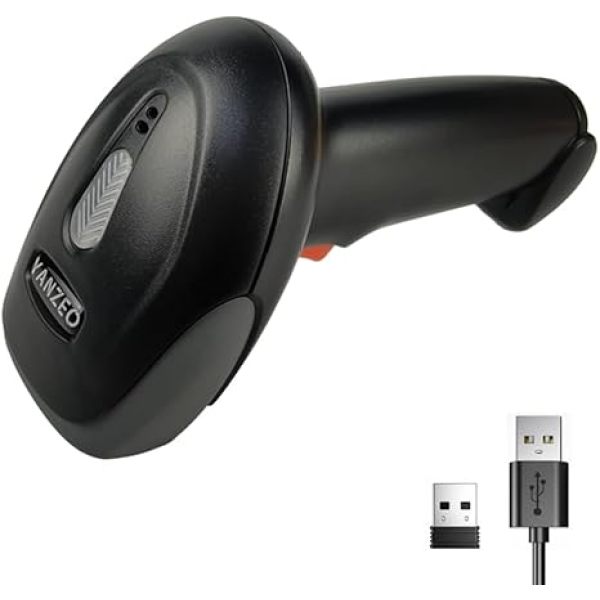 YANZEO L6811 Barcode Scanner 1D Wireless Barcode Reader 2.4G and USB Cable Handheld Barcode Scanner for Store, Warehouse, Supermarket