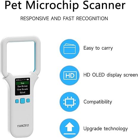 YANZEO AR180E Pet Microchip Scanner EMID FDX-B(ISO11784/11785) Animal Tag Reader with OLED Display, 134.2kHz Handheld Animal Reader