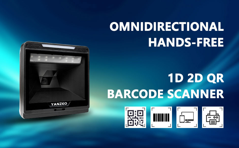 Yanzeo YS868I Desktop 2D Barcode Scanner – Omnidirectional Million-Pixel Scanner with USB & RS232 Interface
