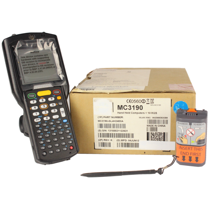 Motorola MC3190-GL4H24E0A Mobile Computer PDA 1D Laser Scanner for Warehousing Wi-Fi (802.11a/b/g), Gun Grip,  48-Key Alphanumeric Keypad, High Capacity Battery, Bluetooth