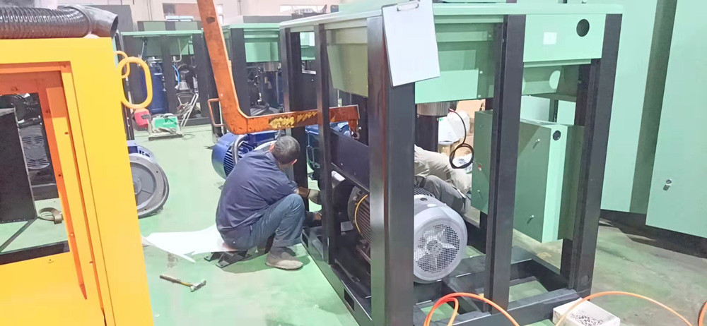 Screw air compressor is being produced