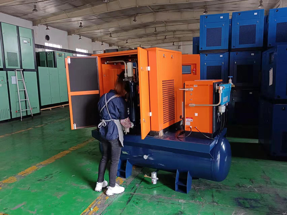 Screw air compressor is being produced