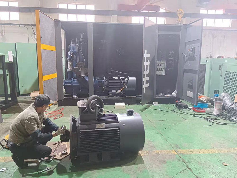 Screw air compressor is being produced