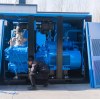 What type of compressor is most often used in large chillers?