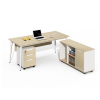 MDF和金属框架现代行政办公桌和书架电脑角桌