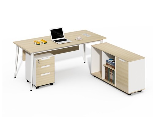 MDF وإطار معدني طاولة مكتب تنفيذية حديثة ومكتب زاوية للكمبيوتر برف الكتب