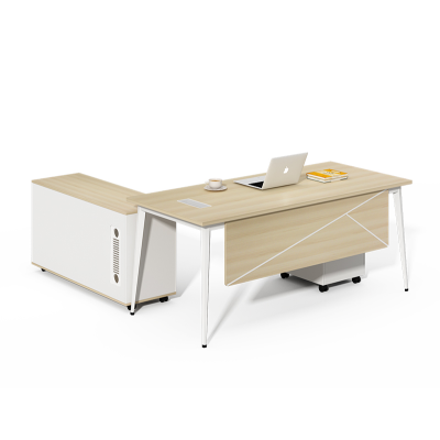 MDF and metal frame Modern executive office table and bookshelf computer corner desk