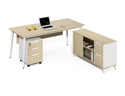 luxury office furniture factory 2m L type office desk and bookshelf Wholesale China factory Wsun furniture