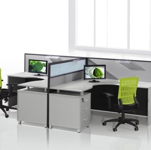 Cubículos de oficina en forma de T para 2 personas con gabinete de almacenamiento, estación de trabajo, color personalizado, disponible al por mayor, muebles Wsun
