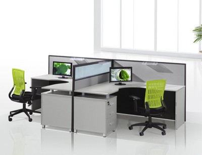 Cubículos de oficina en forma de T para 2 personas con gabinete de almacenamiento, estación de trabajo, color personalizado, disponible al por mayor, muebles Wsun