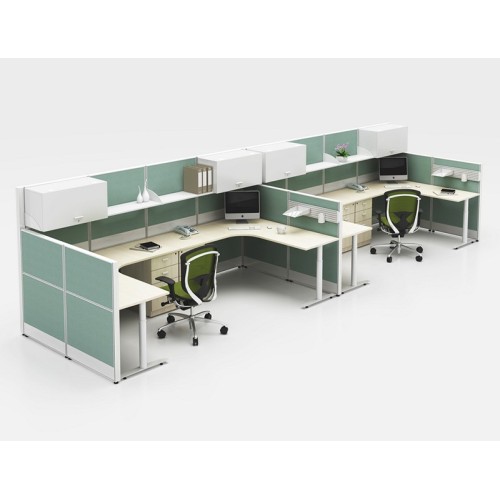 Partición separada de la oficina del cubículo del puesto de trabajo del doble para 4 personas, cubículo del separador de ambientes con el escritorio