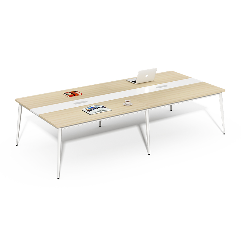 منضدة خشبية جزئية وإطار معدني مستطيل على شكل مكتب طاولة اجتماعات غرفة اجتماعات طاولة ندوة