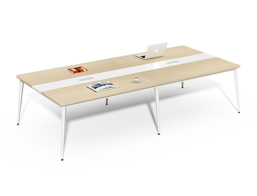 منضدة خشبية جزئية وإطار معدني مستطيل على شكل مكتب طاولة اجتماعات غرفة اجتماعات طاولة ندوة