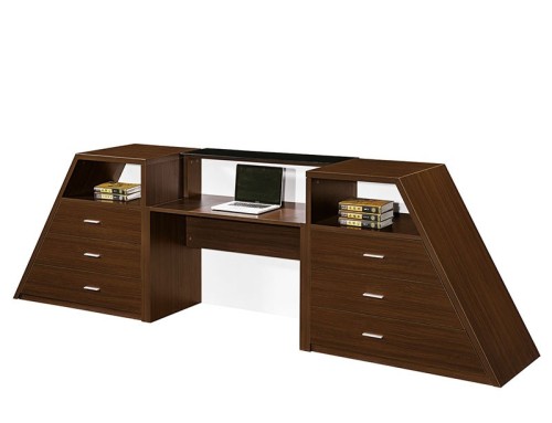 Mesa de recepción de madera, mostrador de información de color personalizado, muebles Wsun disponibles
