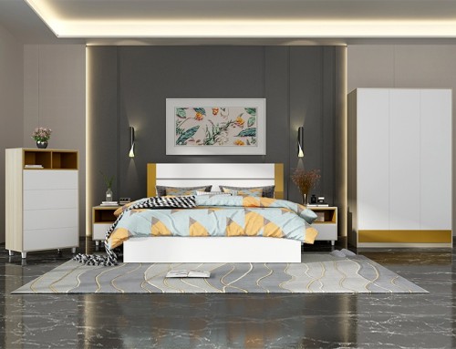 Marco de cama de plataforma tapizada de hotel / Base de colchón / Soporte de listones de madera / No se necesita somier / Fácil montaje, King