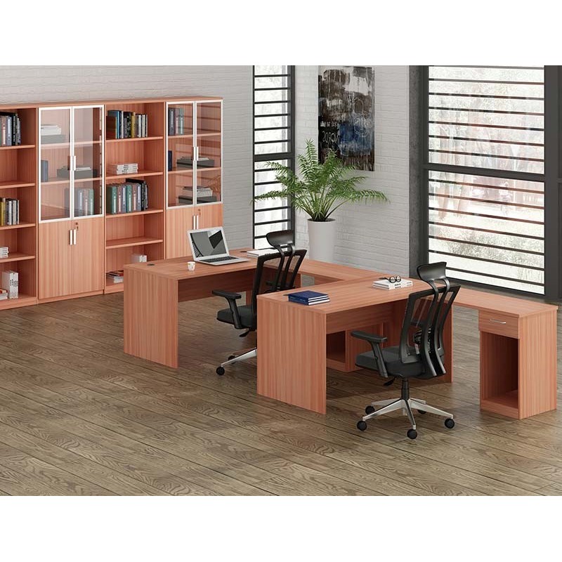 Escritorio de oficina en forma de L para 2 personas, muebles de oficina al por mayor
