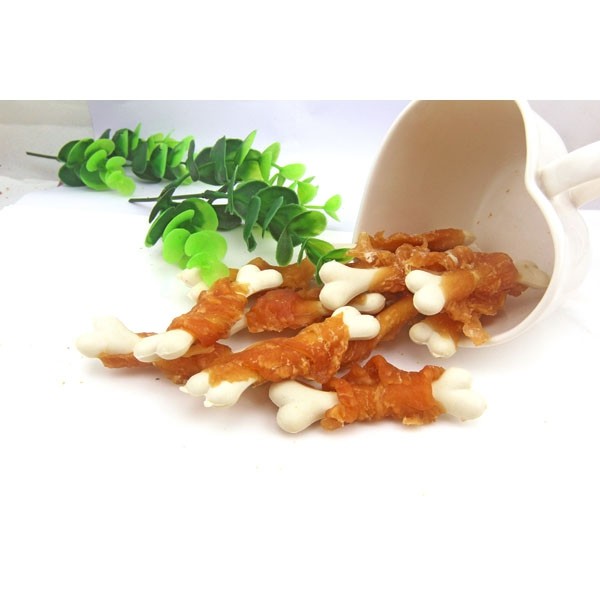 Dog bone shape white calcium chicken snack for pet