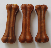 Beef Rawhide Chocolate color pressed bone dog chew toy