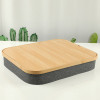 multipurpose storage bin with bamboo lid for household use  -MS4033