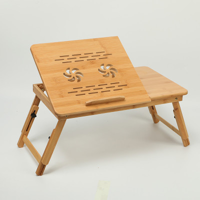 Table d'ordinateur portable en bambou avec ventilateur et pieds pliables -FT1331-23