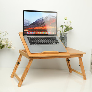 Table d'ordinateur portable pliante en bambou pour lit et - FT1332-66 avec fente et tiroir