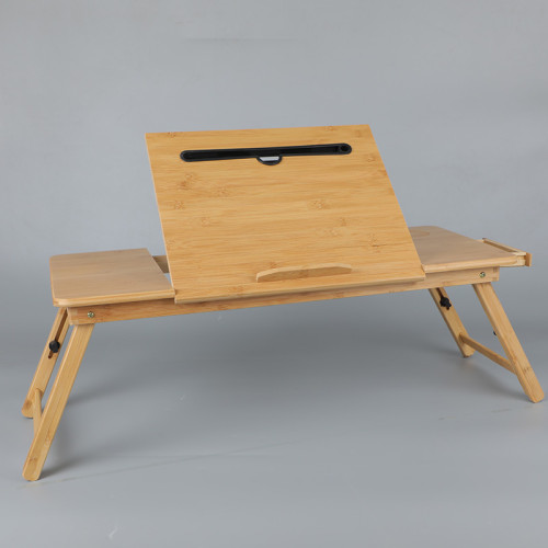 Table d'ordinateur portable pliante en bambou pour lit et - FT1332-66 avec fente et tiroir