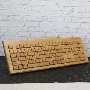 Real bamboo keyboard  for wholesale - Laser engraving process | KG308