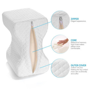 Memory Foam Knee Pillow Contour Wedge Pillow Orthopedic Leg Pillow For Side Sleeper