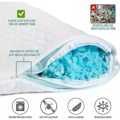 Shredded Memory Foam Pillows | Sleeping - Bamboo Cooling Firm Cool Bed Pillow | Side Stomach Sleeper Neck Shoulder