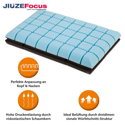 Memory Foam Bed Pillow | Sleeping Comfort Cubes | Premium Geometric Structured Supportive Firm Soft Sided | Zippered Cover