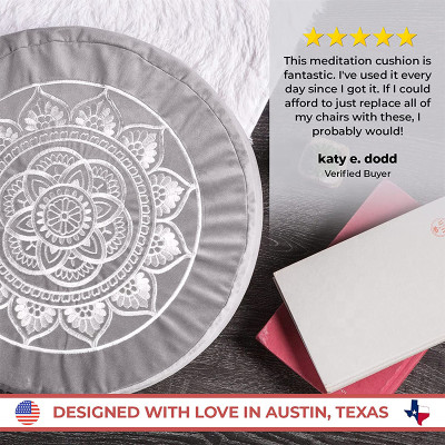 Premium Buckwheat | Bolster Yoga Zafu Meditation Seat Cushion | Velvet Cover Large Floor Cushion | Seating Adults