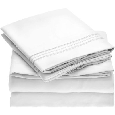 Queen Sheet Set | Hotel Luxury Bedding Sheets | Pillowcases Deep Pocket up to 16 inch | Mattress Stain Resistant 4 Piece