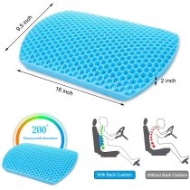 Gel back Cushion | Double Thick Gel Cushion | Long Sitting | Non-Slip Cover | Breathable Honeycomb Chair Pads