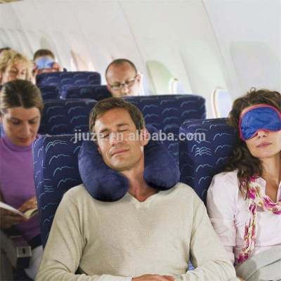 Inflatable U Shape Neck Pillow | Air Pillow Ear Plugs | Eye Mask and Drawstring Bag
