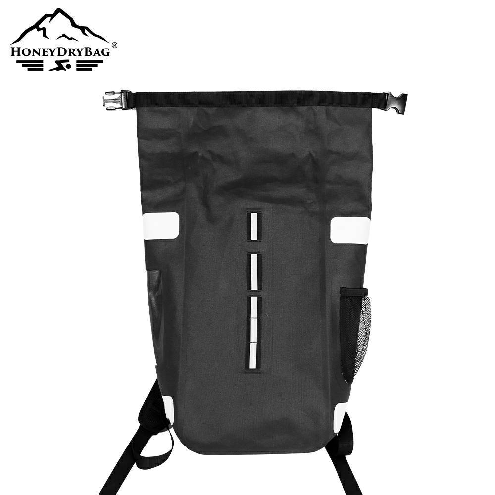 Seamless high frequency welded construction and roll-top sealing system make the backpack 100% waterproof and suitable for quick submersion.