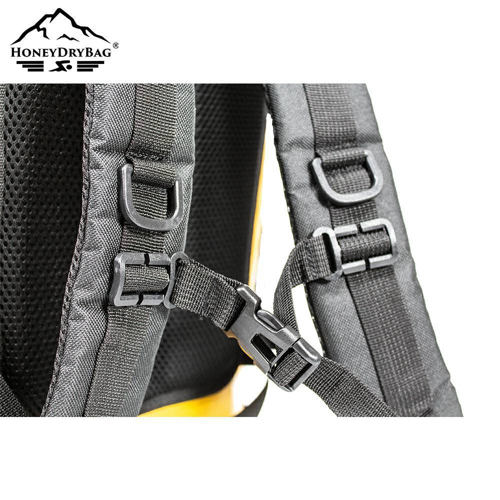 Padded shoulder straps and lumbar support. Ventilated back panel with air-flow design.