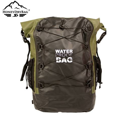 PVC Waterproof Backpack | Roll-top Backpack with Bungee Cord and Zipper Pocket